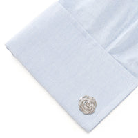 Sterling Silver Rhodium Plated Rose Cufflinks