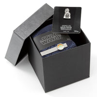 Star Wars Mandalorian and Grogu Navy Paisley Tie, Grogu Tie Bar, and Lapel Pin Gift Set