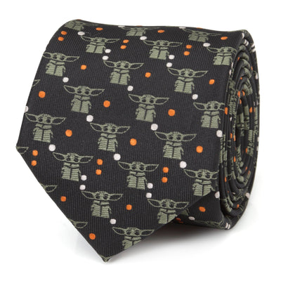 Star Wars Grogu Black and Orange Dotted Tie