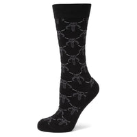 Star Wars Mandalorian Charcoal Gray Dress Socks and Mythosaur Lapel Pin Gift Set