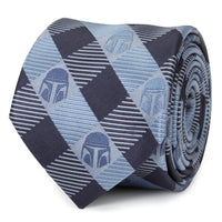 Star Wars Mandalorian Blue and Black Plaid Tie