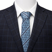 Star Wars Mandalorian and Mythosaur Blue and Navy Striped Tie