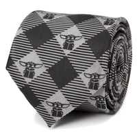 Star Wars Grogu Black Plaid Tie