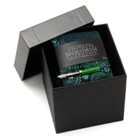 Star Wars Yoda Green and Blue Paisley Tie and LIGHTSABER Tie Clip Gift Set