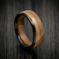 Solid Whiskey Barrel Wood Men's Ring Handmade Band