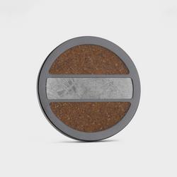 Black Titanium Golf Ball Marker with Gibeon Meteorite and Dinosaur Bone Inlays