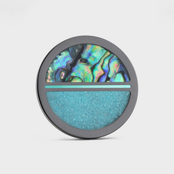 Black Titanium Golf Ball Marker with Abalone and Turquoise Inlays and Cerakote Alignment Line