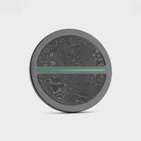 Black Titanium Golf Ball Marker with Damascus Steel Inlay and Cerakote Alignment Line