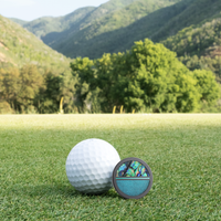 Black Titanium Golf Ball Marker with Abalone and Turquoise Inlays and Cerakote Alignment Line