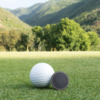 Black Titanium Golf Ball Marker with Crushed Sapphire Inlay