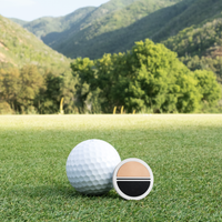 Titanium Golf Ball Marker with 14K Gold Inlay, Dinosaur Bone Inlay and Cerakote Alignment Line