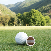 Titanium Golf Ball Marker with Gibeon Meteorite and Dinosaur Bone Inlays