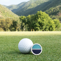 Titanium Golf Ball Marker with Turquoise and Lapis Inlay and Cerakote Alignment Line