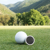 Titanium Golf Ball Marker with Damascus Steel Inlay