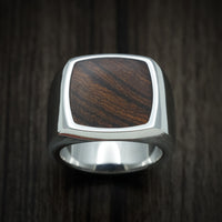 Cobalt Chrome Large Signet Ring with Cocobolo Wood Inlay