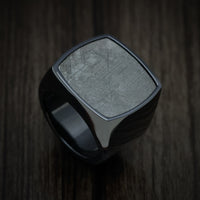 Black Zirconium Extra Large Signet Ring with Gibeon Meteorite Inlay