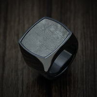 Black Zirconium Extra Large Signet Ring with Gibeon Meteorite Inlay