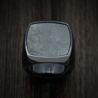 Black Zirconium Extra Large Signet Ring with Gibeon Meteorite Inlay