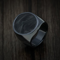 Black Zirconium Large Signet Ring with Forged Carbon Fiber Inlay