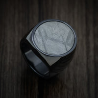 Black Zirconium Large Signet Ring with Gibeon Meteorite Inlay