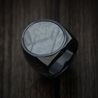 Black Zirconium Large Signet Ring with Gibeon Meteorite Inlay