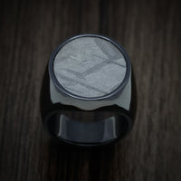 Black Zirconium Large Signet Ring with Gibeon Meteorite Inlay