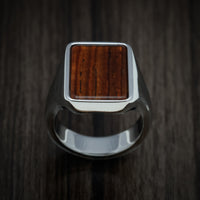 Cobalt Chrome Large Signet Ring with Cocobolo Wood Inlay