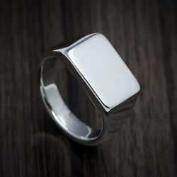 Palladium Silver Medium Signet Ring