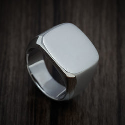 Palladium Silver Large Signet Ring