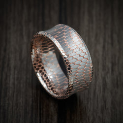 Etched Superconductor Men's Ring Custom Made Titanium-Niobium and Copper Band