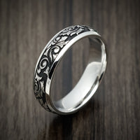 Cobalt Chrome Men's Ring with Floral Pattern Custom Made Band