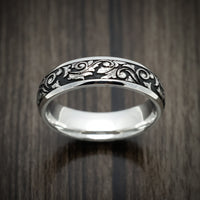 Cobalt Chrome Men's Ring with Floral Pattern Custom Made Band