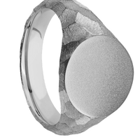 Medium Circle signet ring (14mm) in Titanium, with a Wide style band.