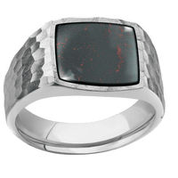 Medium Cushion signet ring (14x14mm) in Cobalt Chrome, with a Wide style band, a Blood Stone inlay.