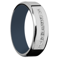 14K White Gold + Polish , Satin Finish + Navy Blue