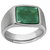 Medium Cushion signet ring (14x14mm) in Titanium, with a Wide style band, a Washington Green Jade inlay.