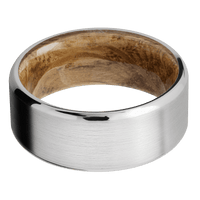 14K White Gold + Satin , Polish Finish + Whiskey Barrel