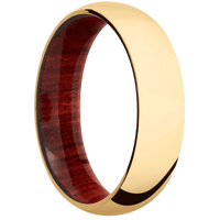 14K Yellow Gold + Polish Finish + Red Heart