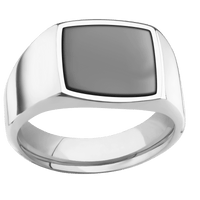 Medium Cushion signet ring (14x14mm) in Cobalt Chrome, with a Wide style band, a Zirconium inlay.