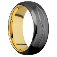 Zirconium + Bead , Polish Finish + 10K Yellow Gold