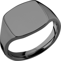 Medium Cushion signet ring (14x14mm) in Zirconium, with a Thin style band.