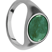 Medium Circle signet ring (14mm) in Titanium, with a Thin style band, a Washington Green Jade inlay.