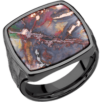 Extra Large Cushion signet ring (22x22mm) in Zirconium, with a Thin style band, a Chrysocopper inlay.