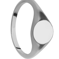 Small Circle signet ring (10mm) in Titanium, with a Thin style band.
