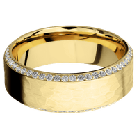 14K Yellow Gold + Hammer , Sand Finish