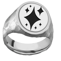 Large Oval signet ring (20x16mm) in Platinum, with a Wide style band, a Platinum inlay and a TWINKLE4 engraving.