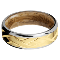 14K White Gold + Polish , Polish Finish + Whiskey Barrel