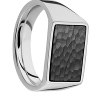 Medium Horizontal Rectangle signet ring (16x11.5mm) in Titanium, with a Wide style band, a Zirconium inlay.