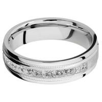 14K White Gold + Distressed , Polish Finish