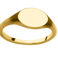 Small Horizontal Oval signet ring (12x9mm) in 14K Yellow Gold, with a Thin style band.